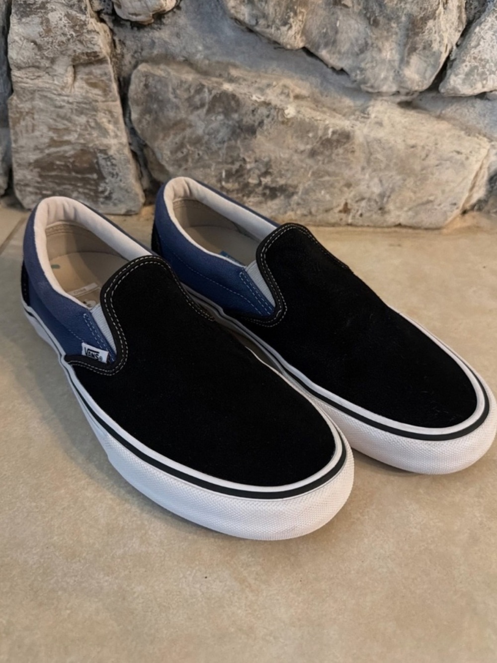 VANS Antihero Slip On Pro Chris Pfanner Collab Sz 9 Rare! Black Suede and Blue
